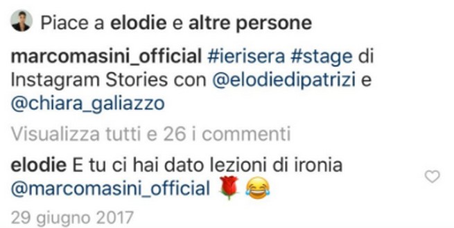 Elodie contro Masini per la battuta sulla magrezza, ma tre anni fa scrisse: &#8220;Mi dai lezioni di ironia&#8221;