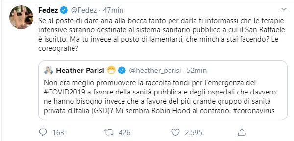 Fedez e Heather Parisi: è lite social