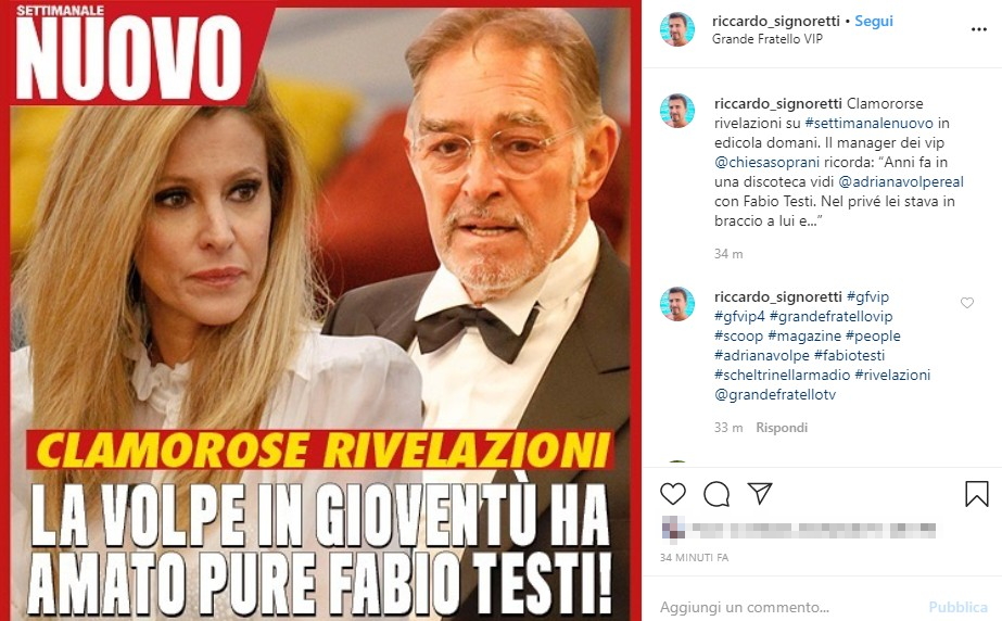 Grande Fratello Vip 4: flirt di gioventù tra Adriana Volpe e Fabio Testi? Il retroscena