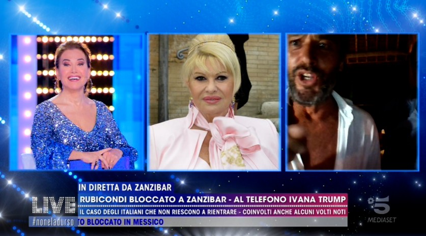 Rossano Rubicondi bloccato a Zanzibar: la telefonata di Ivana Trump a Live Non è la d&#8217;Urso (video)