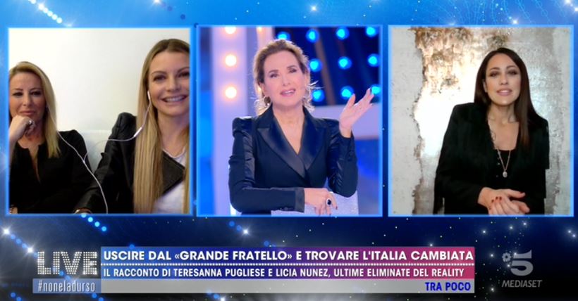 Live Non è la D&#8217;Urso, il ritorno al mondo di oggi (con il Coronavirus) nelle parole di Teresanna e Licia Nunez dopo il Gf Vip 2020