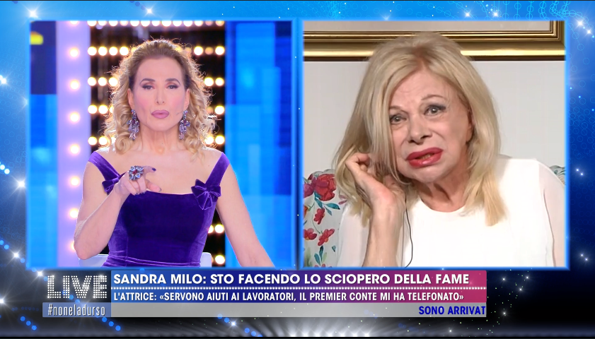 Sandra Milo a Live non è la d&#8217;Urso: &#8220;Sospendo lo sciopero della fame&#8221; (VIDEO)