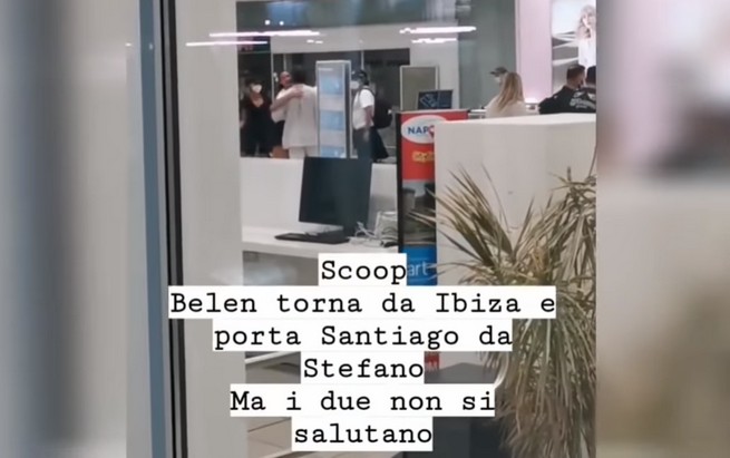 Belen Rodriguez e Stefano De Martino si incontrano in aeroporto, ma non si salutano (VIDEO)