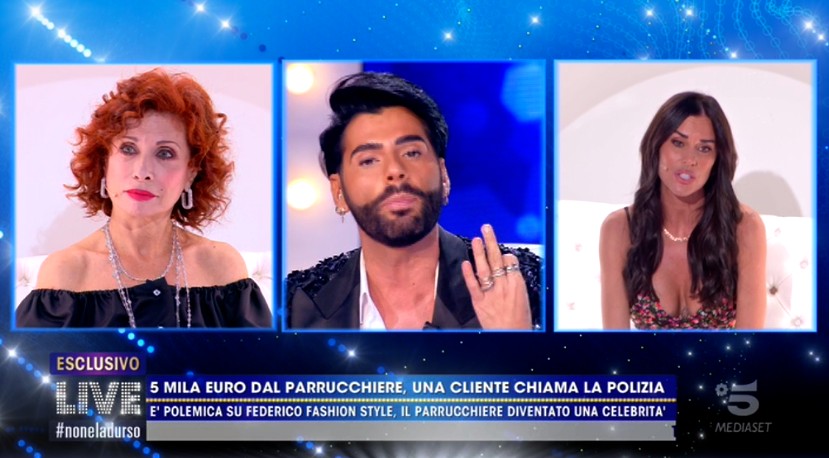 Federico Fashion Style, la lite con Antonella Mosetti a Live non è la d&#8217;Urso (video)