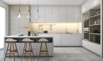 Cucina con frigorifero da incasso