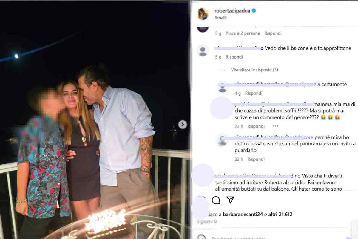 Roberta di Padua reagisce all'hater