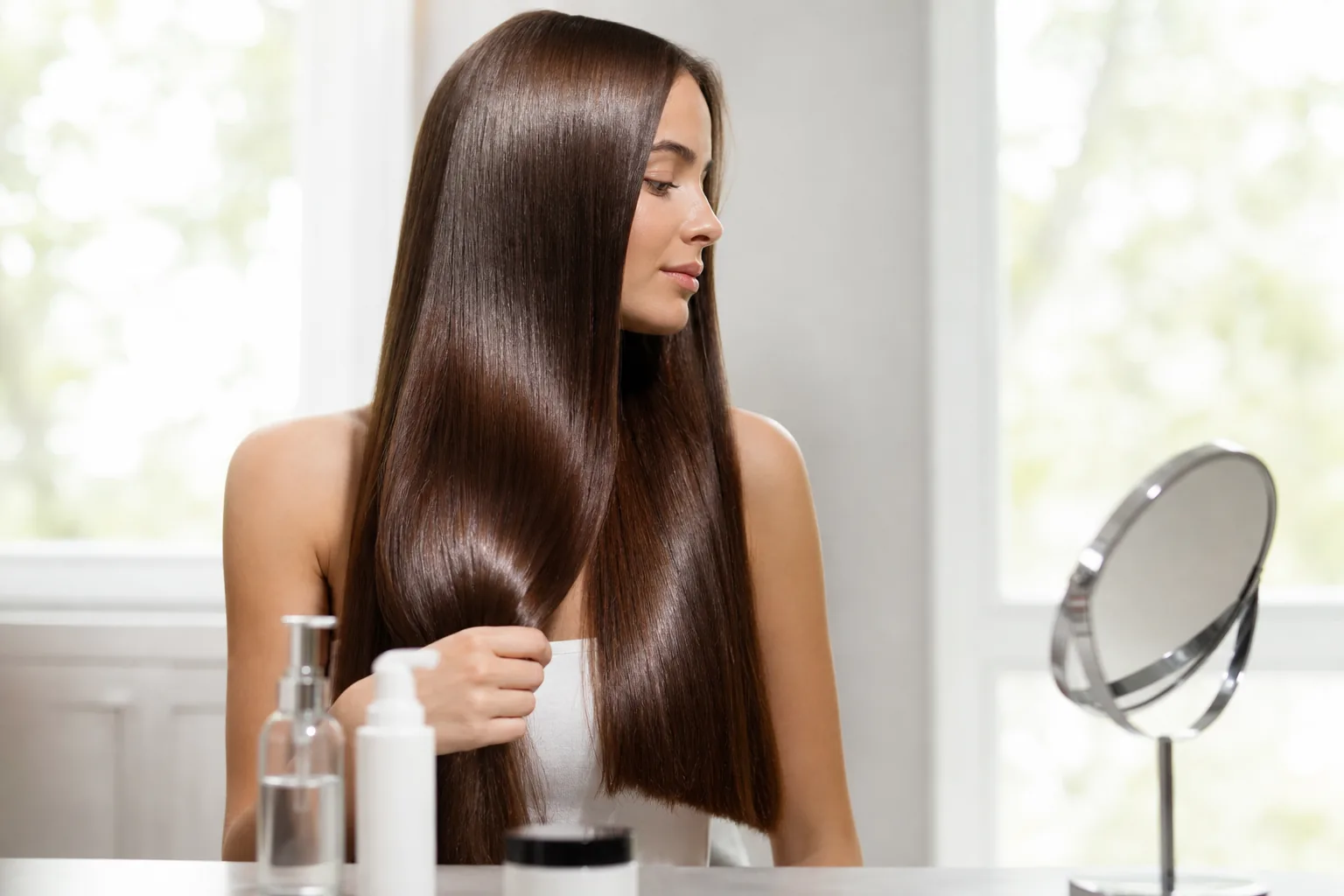 Glass hair: il trend dei capelli ultra-lucidi a effetto specchio con 3 prodotti